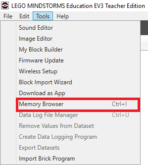 MEMORY BROWSER MENU