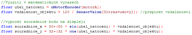 RobotC - goniometrické funkce ve výrazech